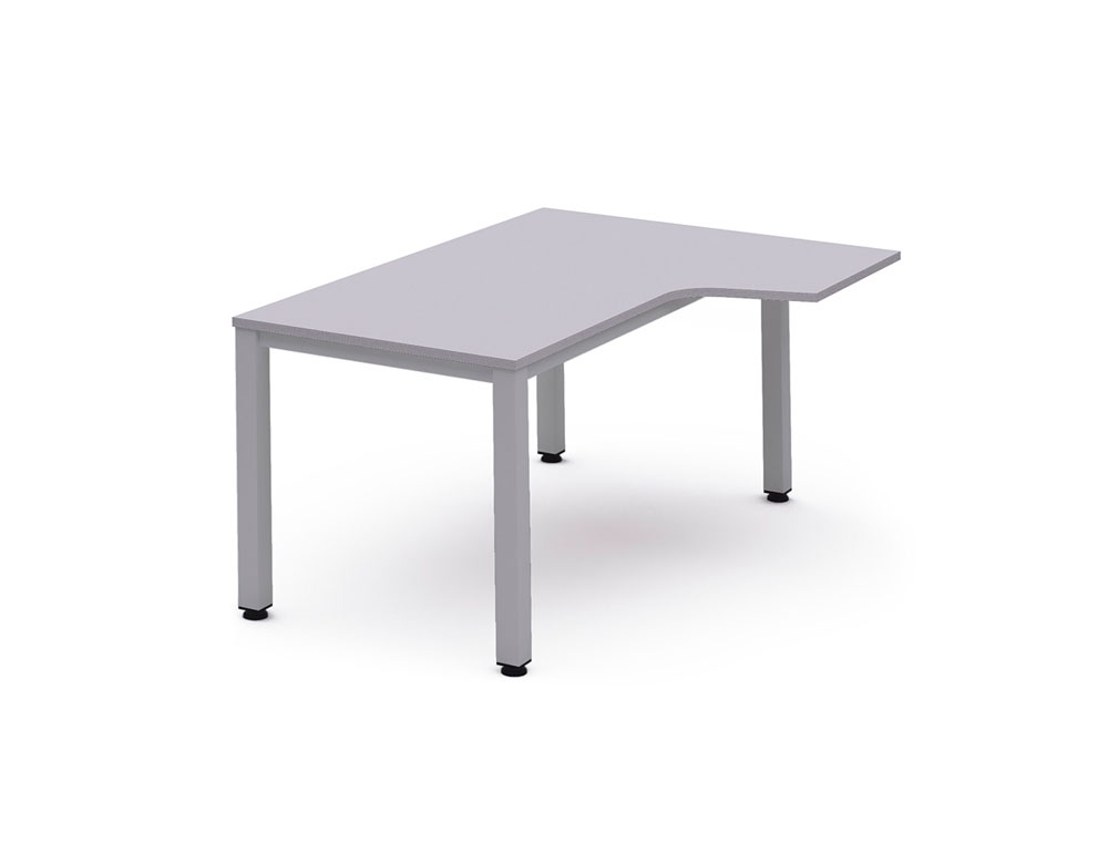 MESA DE ESCRITORIO ROCADA SERIE EXECUTIVE FORMA EM L DIREITA 180X120 CM ACABAMENTO AD02 ALUMINIO/CINZA