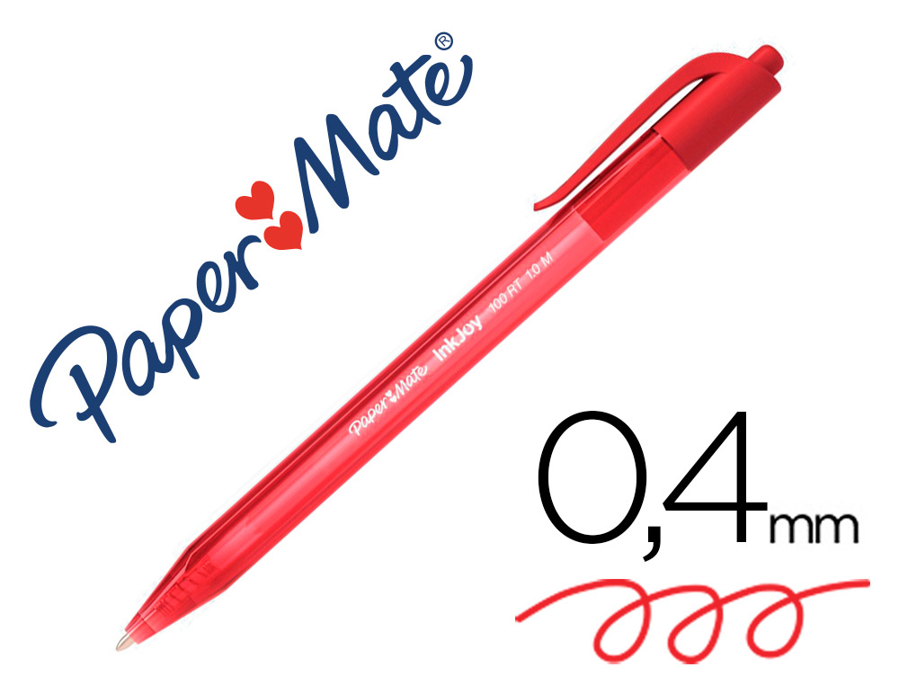ESFEROGRAFICA PAPER MATE INKJOY 100 RETRATIL PONTA MEDIA VERMELHO