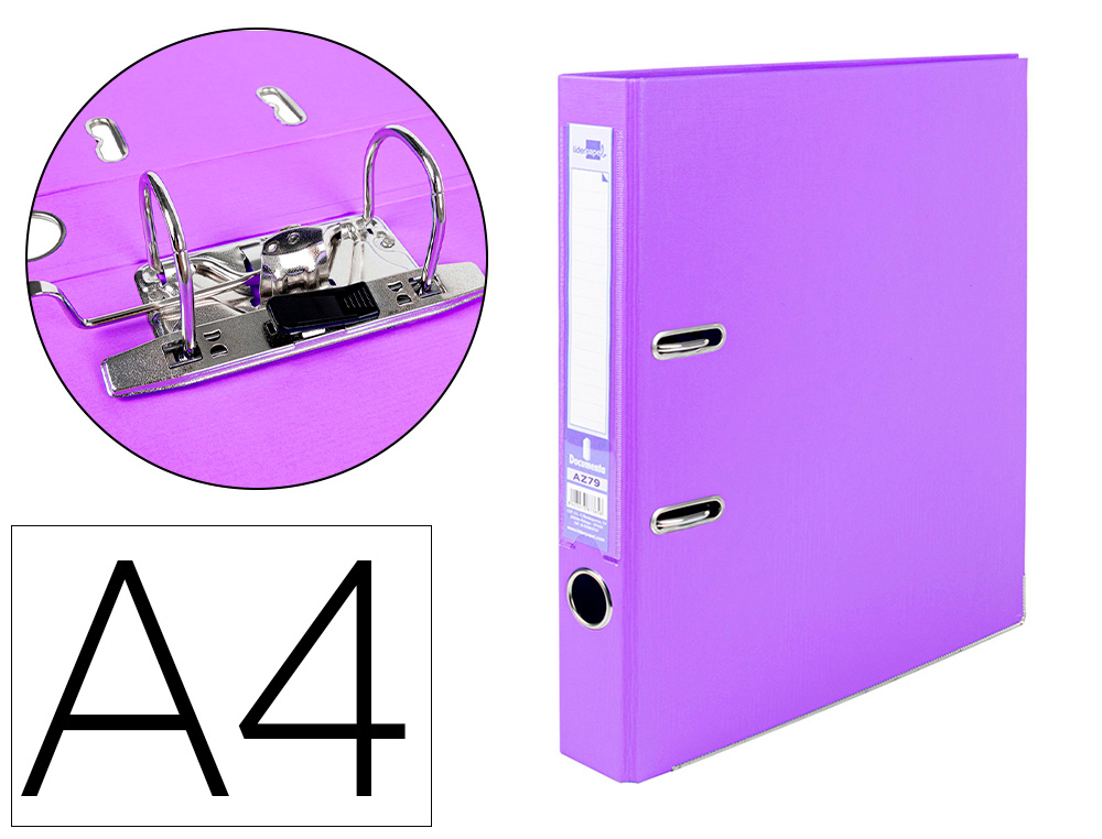 PASTA DE ARQUIVO DE ALAVANCA LIDERPAPEL DOCUMENTA PVC DIN A4 LOMBADA 52 MM LILAS