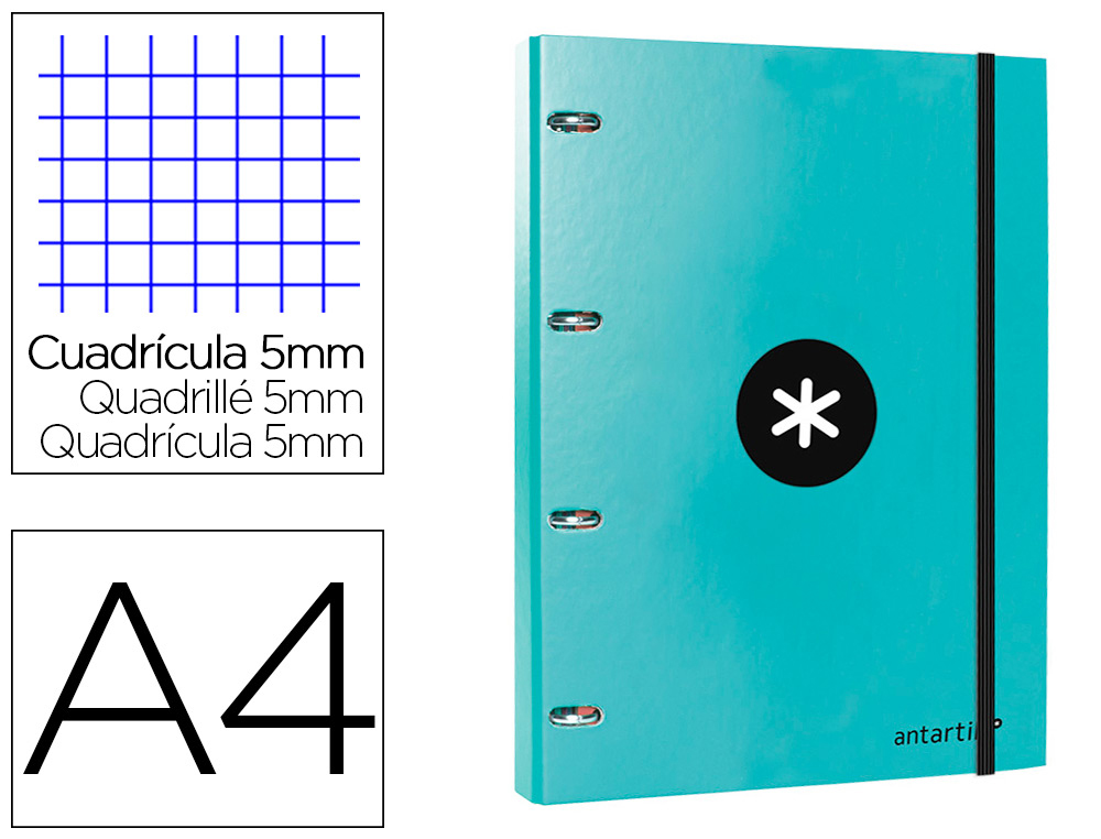 PASTA ANTARTIK COM RECARGA DIN A4 QUADRICULA 5MM FORRADA 4 ANEIS 25MM COR MENTA