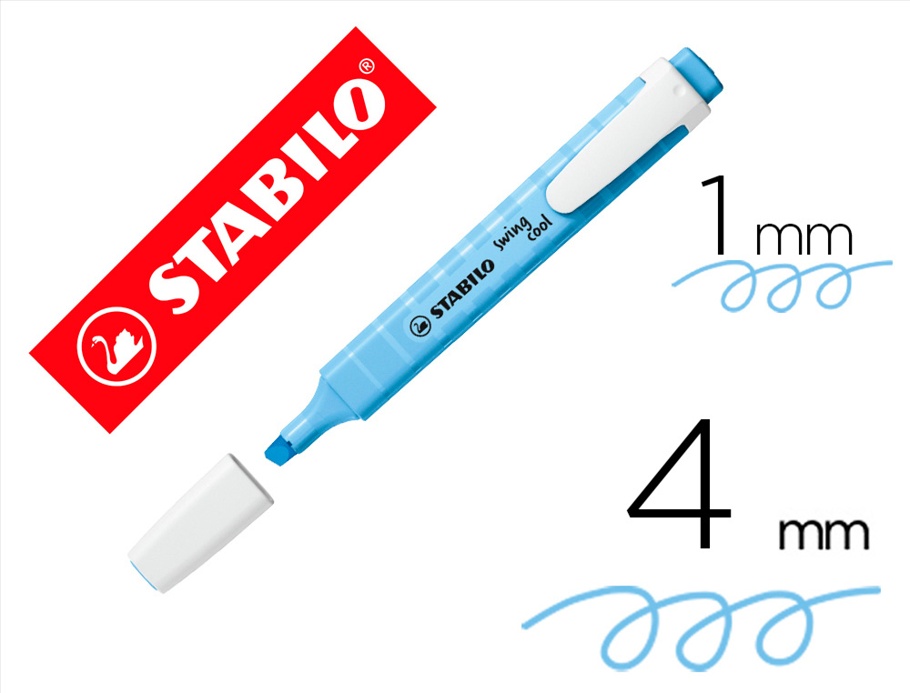 MARCADOR FLUORESCENTE STABILO SWING COOL PASTEL AZUL VENTOSO