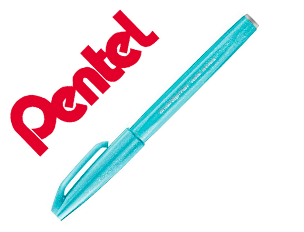 CANETA PINCEL PENTEL TOUCH PARA CALIGRAFIA COR AZUL PALIDO PASTEL