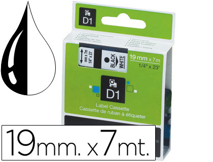 FITA DYMO D1 PRETO-BRANCO 19 MM X 7 MT