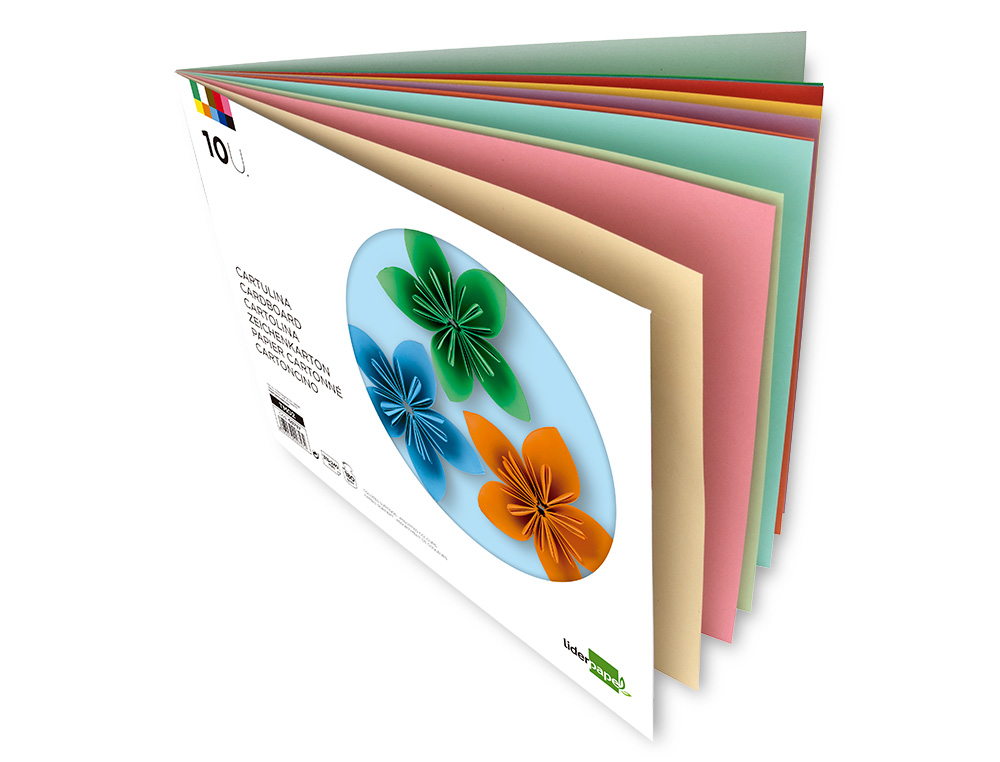 BLOCO TRABALHOS MANUAIS LIDERPAPEL CARTOLINA 240X315MM 10 FOLHAS CORES SORTIDAS