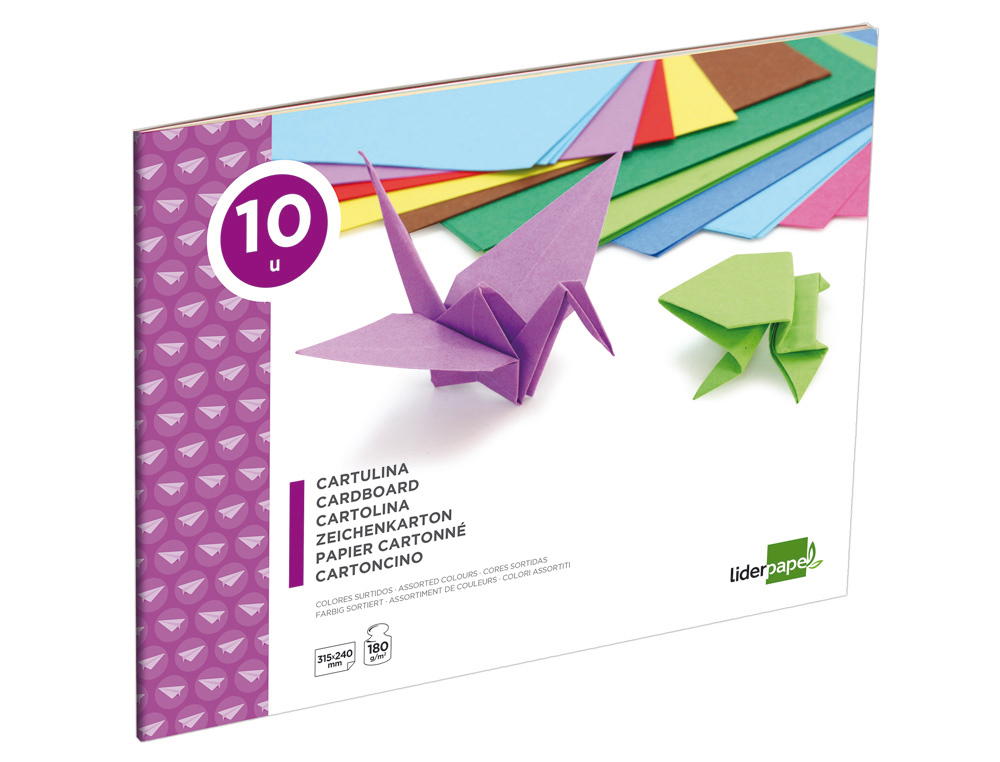 BLOCO TRABALHOS MANUAIS LIDERPAPEL CARTOLINA 240X315MM 10 FOLHAS CORES SORTIDAS