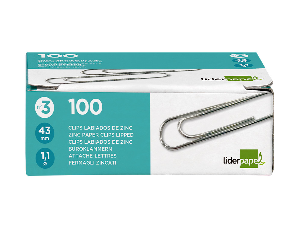 CLIPS LIDERPAPEL LABIADOS N.3 42 MM CAIXA DE 100 UNIDADES