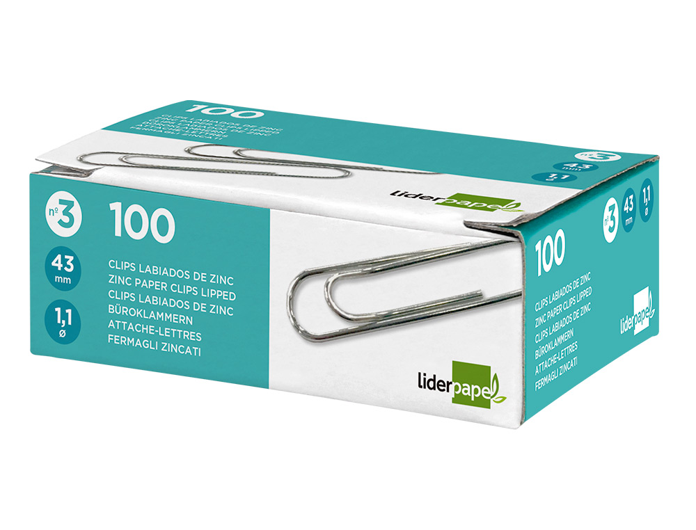 CLIPS LIDERPAPEL LABIADOS N.3 42 MM CAIXA DE 100 UNIDADES