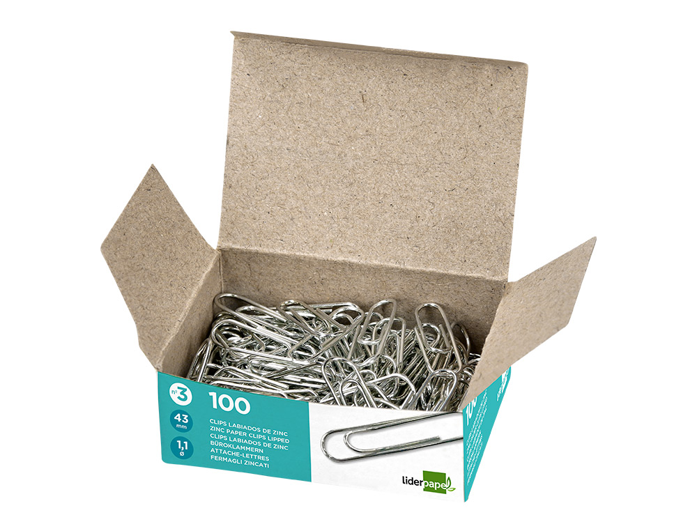 CLIPS LIDERPAPEL LABIADOS N.3 42 MM CAIXA DE 100 UNIDADES