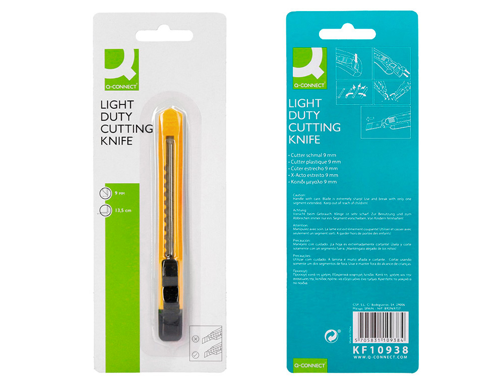 X-ATO Q-CONNECT ESTREITO DE PLASTICO LAMINA DE ACO 9 MM DE LARGURA COMPRIMENTO 135 MM BLISTER DE 1 UNIDADE