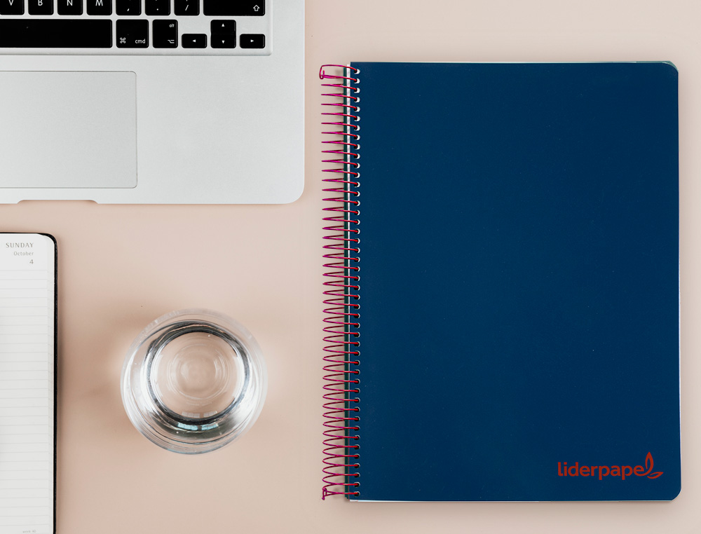 CADERNO ESPIRAL LIDERPAPEL WONDER MICRO DIN A4 CAPA PLASTICO 120 F 90 GR QUADRICULA 5 MM 5 BANDAS DE CORES 4 FUROS AZUL