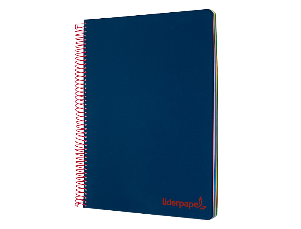 CADERNO ESPIRAL LIDERPAPEL WONDER MICRO DIN A4 CAPA PLASTICO 120 F 90 GR QUADRICULA 5 MM 5 BANDAS DE CORES 4 FUROS AZUL