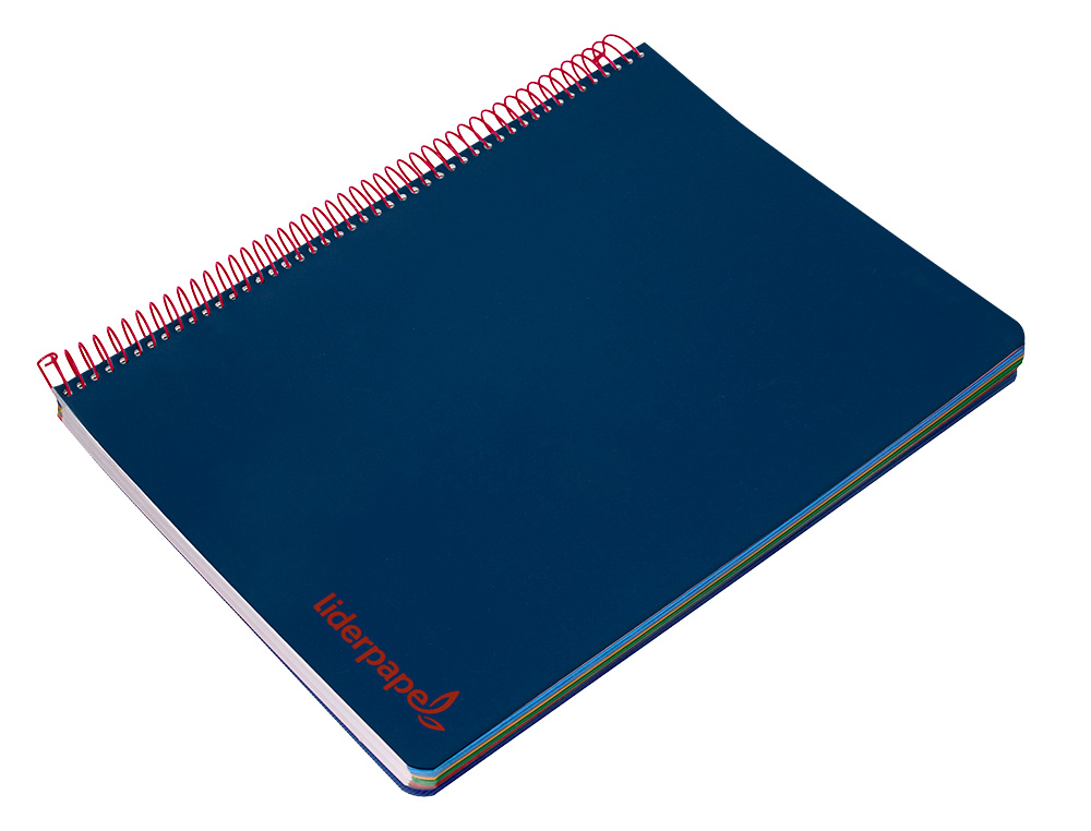 CADERNO ESPIRAL LIDERPAPEL WONDER MICRO DIN A4 CAPA PLASTICO 120 F 90 GR QUADRICULA 5 MM 5 BANDAS DE CORES 4 FUROS AZUL