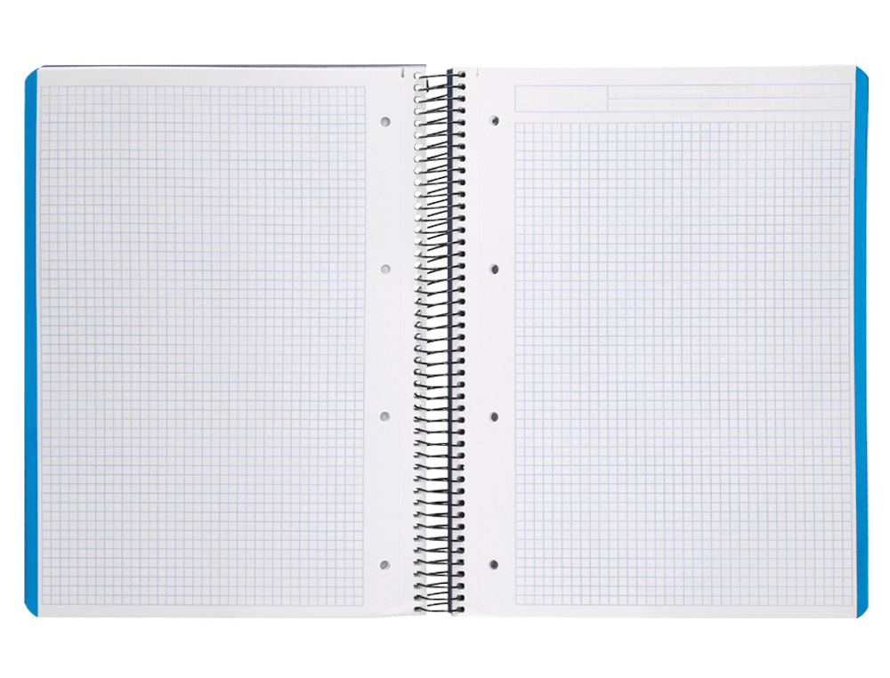 CADERNO ESPIRAL LIDERPAPEL WONDER MICRO DIN A4 CAPA PLASTICO 120 F 90 GR QUADRICULA 5 MM 5 BANDAS DE CORES 4 FUROS AZUL