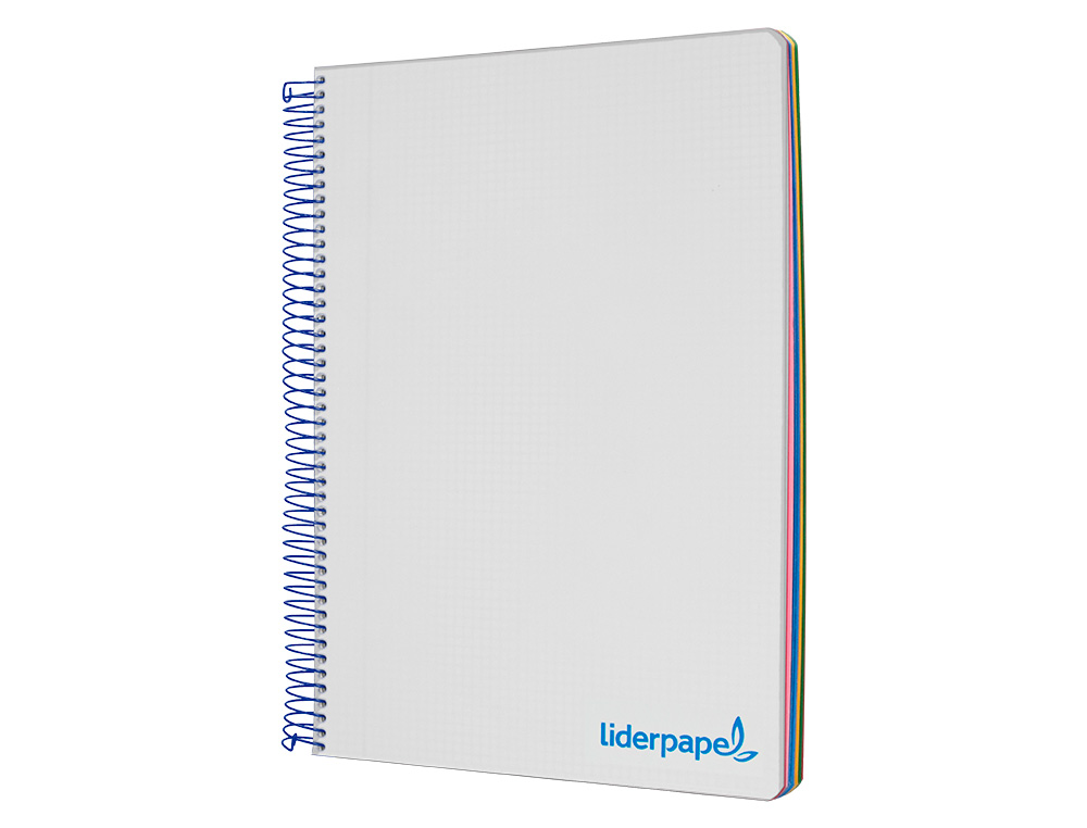 CADERNO ESPIRAL LIDERPAPEL DIN A5 WONDER CAPA PLASTICO 120 F 90 GR QUADRICULA 5MM 5 BANDAS DE CORES 6 FUROS TURQUESA