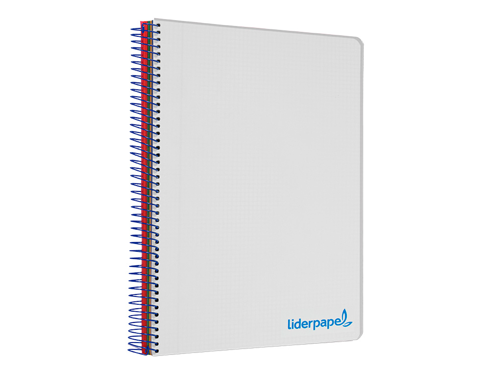CADERNO ESPIRAL LIDERPAPEL DIN A5 WONDER CAPA PLASTICO 120 F 90 GR QUADRICULA 5MM 5 BANDAS DE CORES 6 FUROS TURQUESA