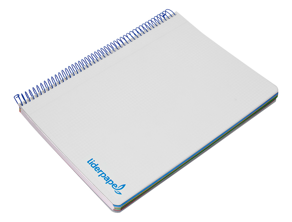 CADERNO ESPIRAL LIDERPAPEL DIN A5 WONDER CAPA PLASTICO 120 F 90 GR QUADRICULA 5MM 5 BANDAS DE CORES 6 FUROS TURQUESA