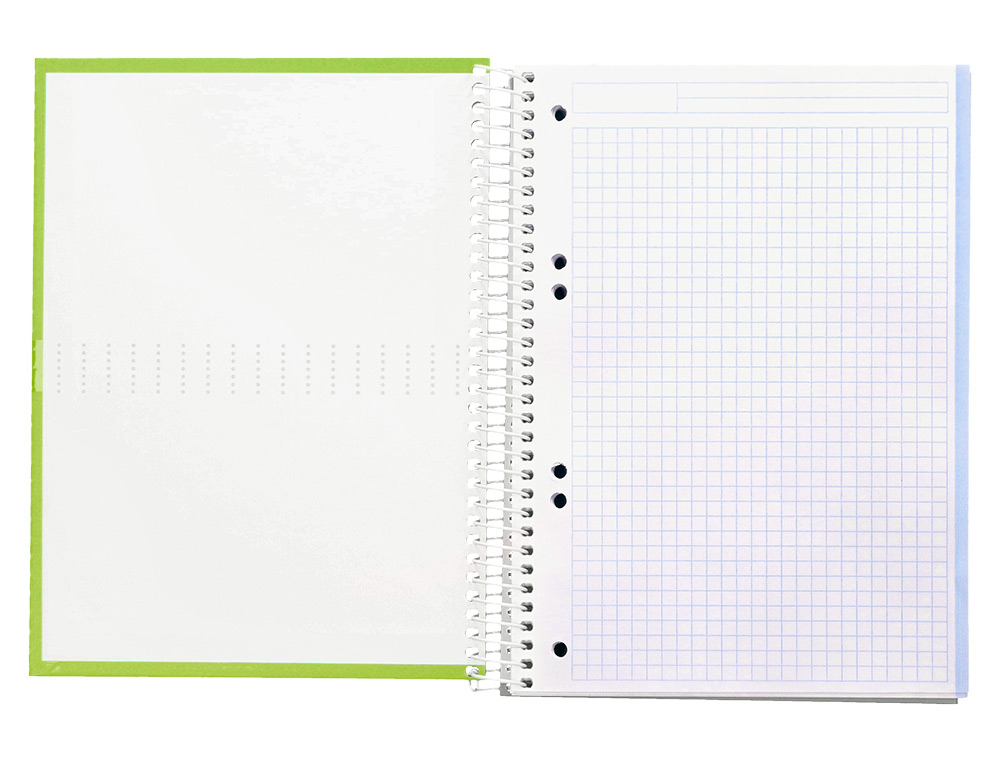 CADERNO ESPIRAL LIDERPAPEL CRAFTY MICRO DIN A5 CAPA FORRADA 120 F 90 GR QUADRICULA 5MM 5 BANDAS DE CORES 6 FUROS COR VER