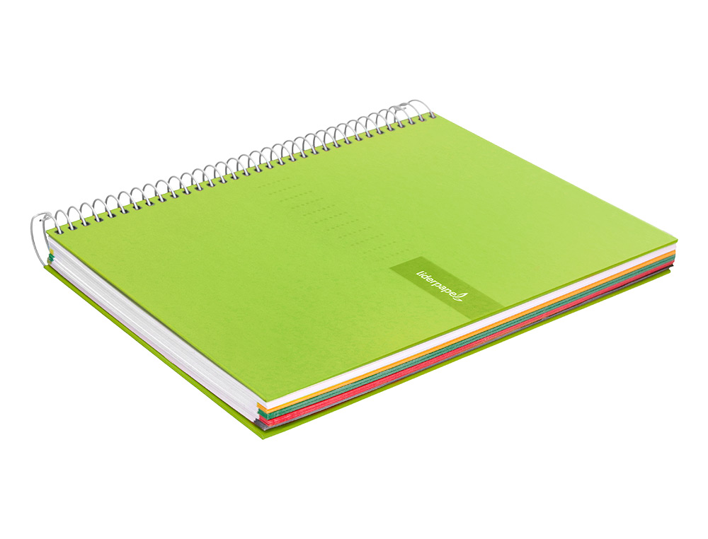 CADERNO ESPIRAL LIDERPAPEL CRAFTY MICRO DIN A5 CAPA FORRADA 120 F 90 GR QUADRICULA 5MM 5 BANDAS DE CORES 6 FUROS COR VER