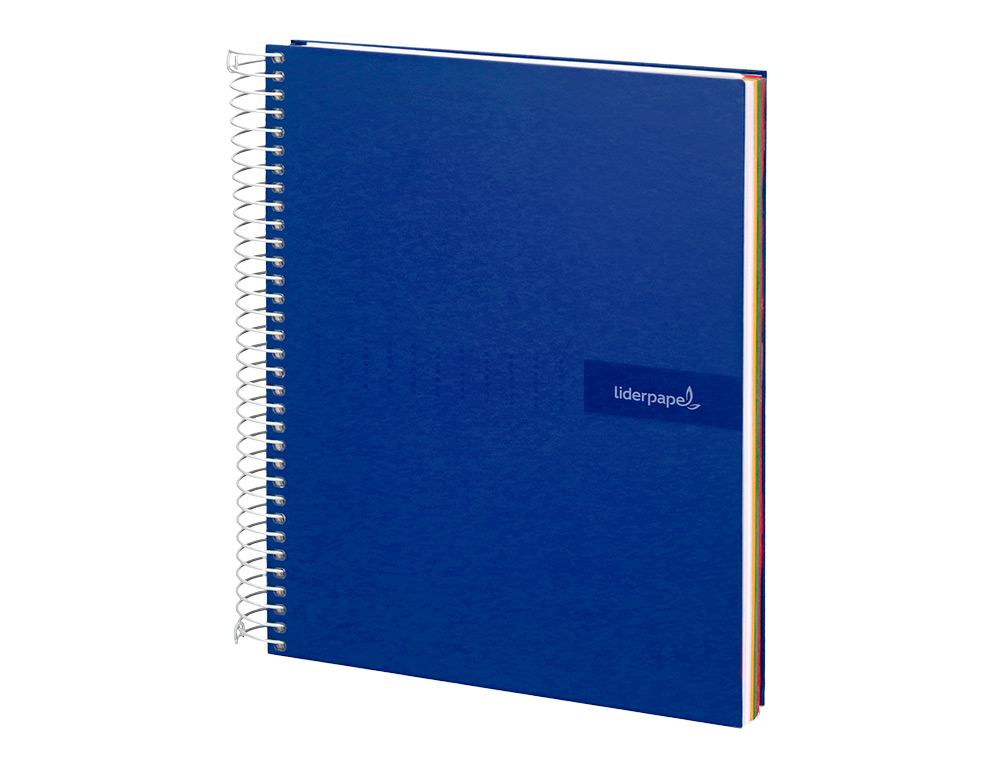 CADERNO ESPIRAL LIDERPAPEL CRAFTY MICRO DIN A5 CAPA FORRADA 120 F 90 GR QUADRICULA 5MM 5 BANDAS DE CORES 6 FUROS COR AZU