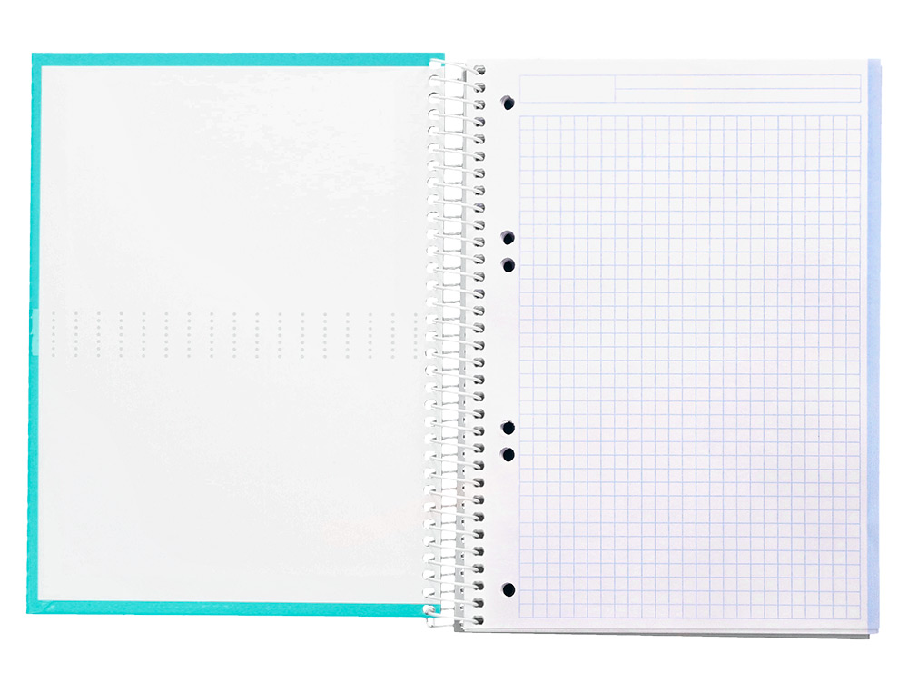 CADERNO ESPIRAL LIDERPAPEL CRAFTY MICRO DIN A5 CAPA FORRADA 120 F 90 GR QUADRICULA 5MM 5 BANDAS DE CORES 6 FUROS COR TUR