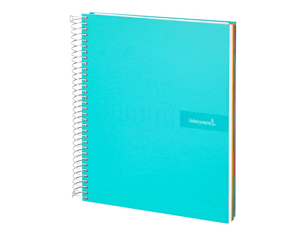 CADERNO ESPIRAL LIDERPAPEL CRAFTY MICRO DIN A5 CAPA FORRADA 120 F 90 GR QUADRICULA 5MM 5 BANDAS DE CORES 6 FUROS COR TUR