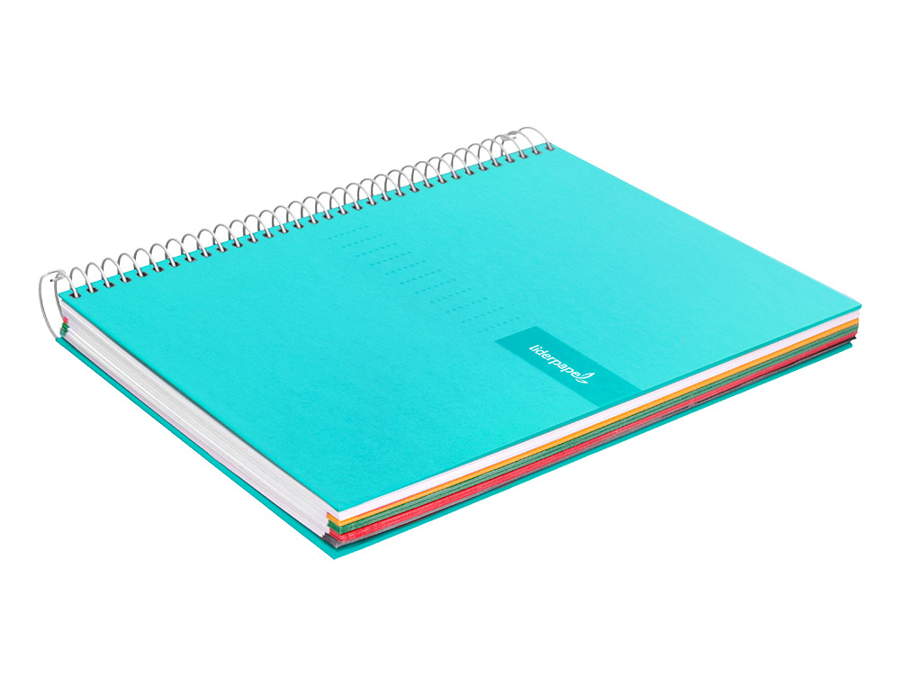 CADERNO ESPIRAL LIDERPAPEL CRAFTY MICRO DIN A5 CAPA FORRADA 120 F 90 GR QUADRICULA 5MM 5 BANDAS DE CORES 6 FUROS COR TUR