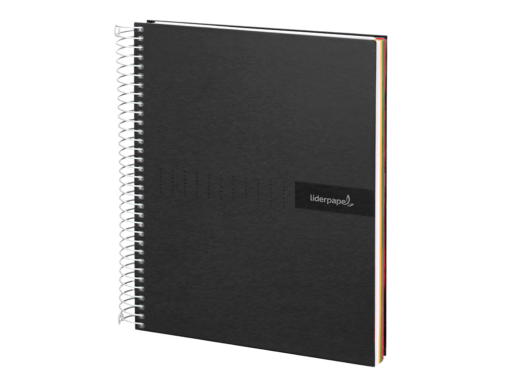 CADERNO ESPIRAL LIDERPAPEL CRAFTY MICRO DIN A5 CAPA FORRADA 120 F 90 GR QUADRICULA 5MM 5 BANDAS DE CORES 6 FUROS COR PRE