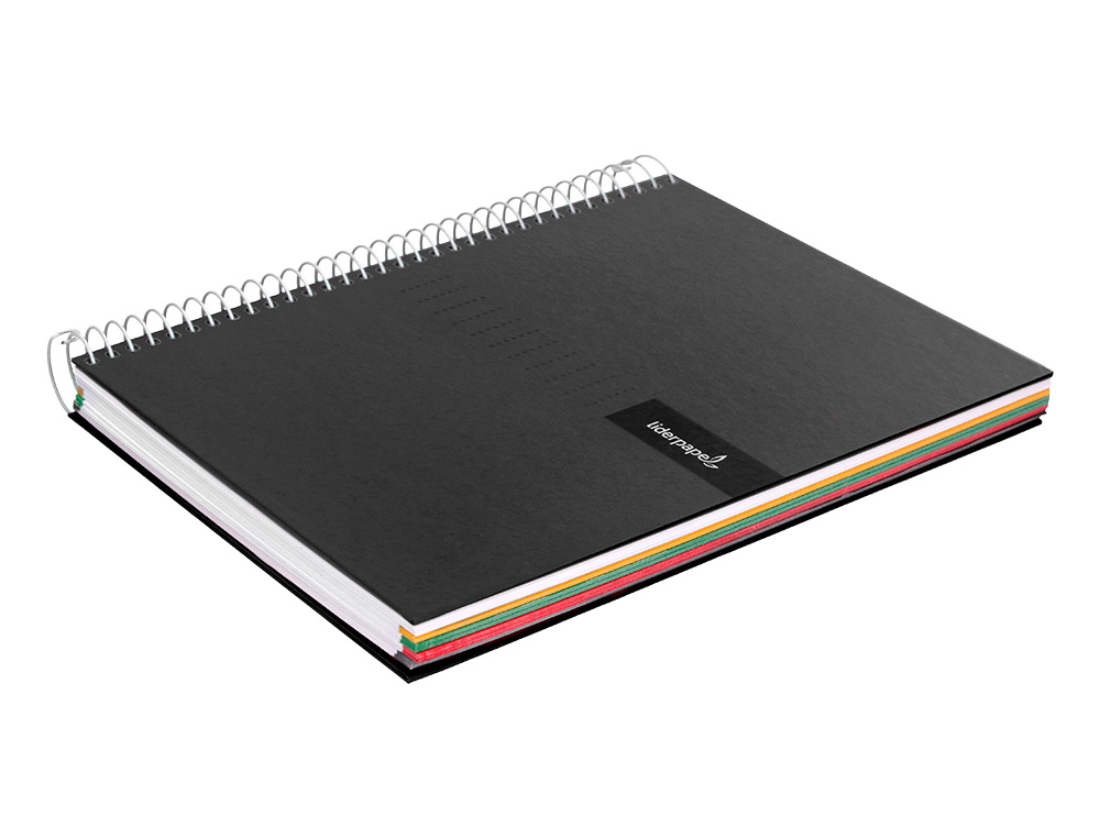 CADERNO ESPIRAL LIDERPAPEL CRAFTY MICRO DIN A5 CAPA FORRADA 120 F 90 GR QUADRICULA 5MM 5 BANDAS DE CORES 6 FUROS COR PRE