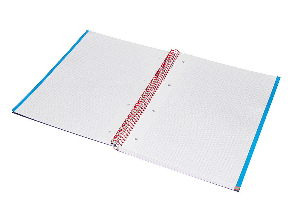 CADERNO ESPIRAL LIDERPAPEL JOLLY MICRO DIN A4 CAPA FORRADA 140 F 75 GR QUADRICULA 5MM 5 BANDAS DE CORES 4 FUROS COR AZUL