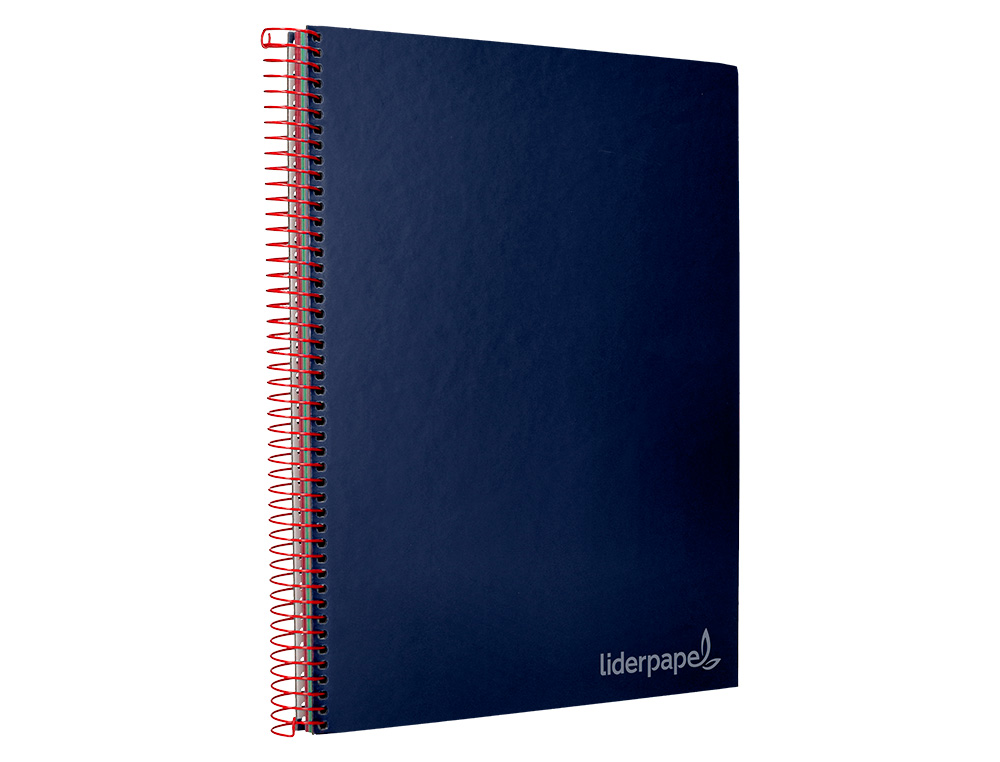 CADERNO ESPIRAL LIDERPAPEL JOLLY MICRO DIN A4 CAPA FORRADA 140 F 75 GR QUADRICULA 5MM 5 BANDAS DE CORES 4 FUROS COR AZUL