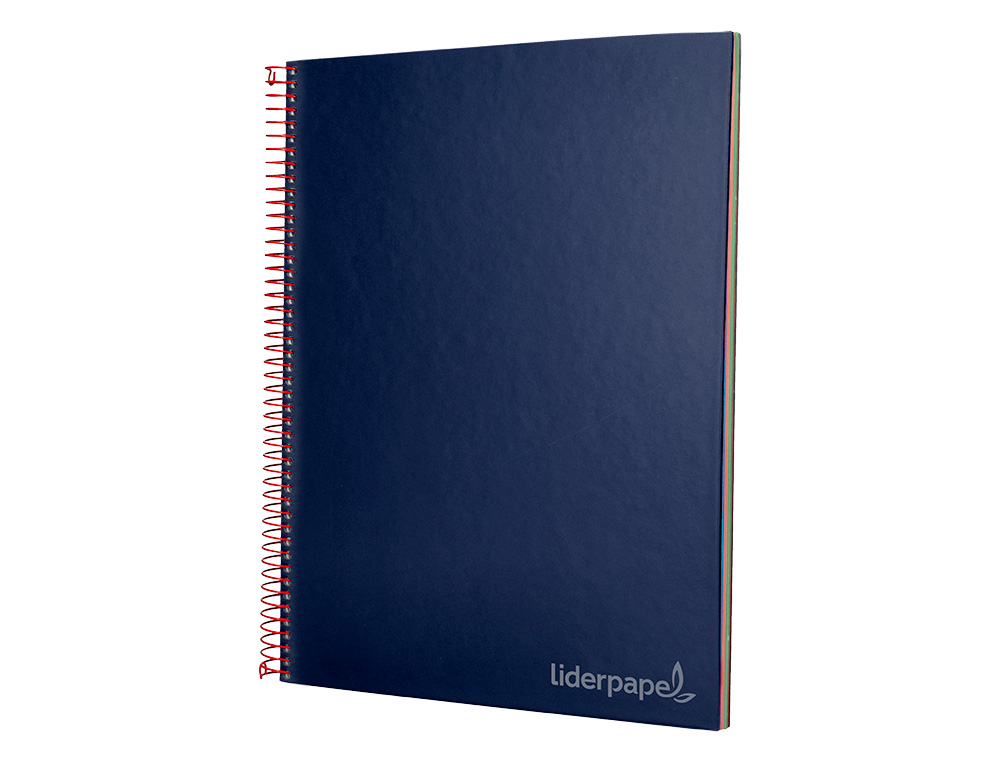 CADERNO ESPIRAL LIDERPAPEL JOLLY MICRO DIN A4 CAPA FORRADA 140 F 75 GR QUADRICULA 5MM 5 BANDAS DE CORES 4 FUROS COR AZUL