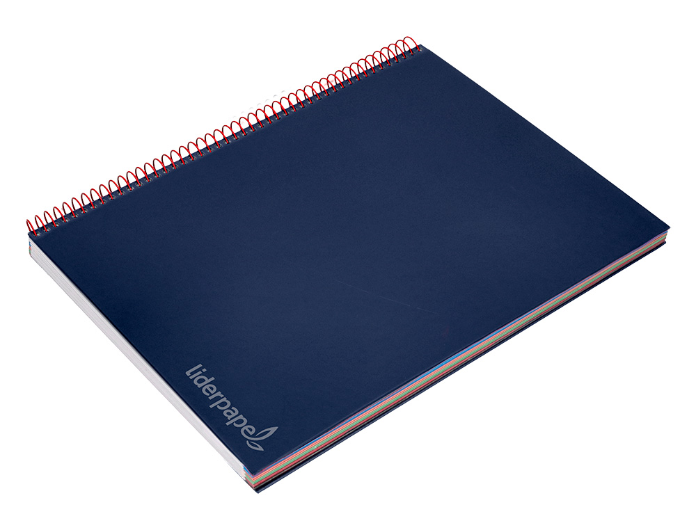 CADERNO ESPIRAL LIDERPAPEL JOLLY MICRO DIN A4 CAPA FORRADA 140 F 75 GR QUADRICULA 5MM 5 BANDAS DE CORES 4 FUROS COR AZUL