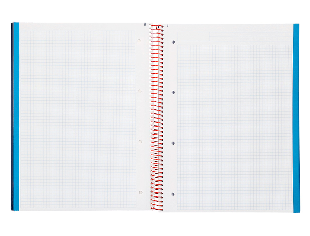 CADERNO ESPIRAL LIDERPAPEL JOLLY MICRO DIN A4 CAPA FORRADA 140 F 75 GR QUADRICULA 5MM 5 BANDAS DE CORES 4 FUROS COR AZUL