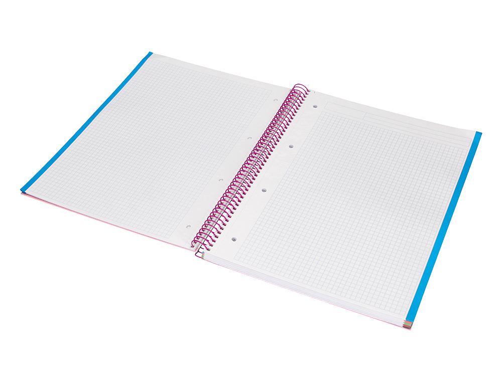 CADERNO ESPIRAL LIDERPAPEL JOLLY MICRO DIN A4 CAPA FORRADA 140 F 75 GR QUADRICULA 5MM 5 BANDAS DE CORES 4 FUROS COR ROSA