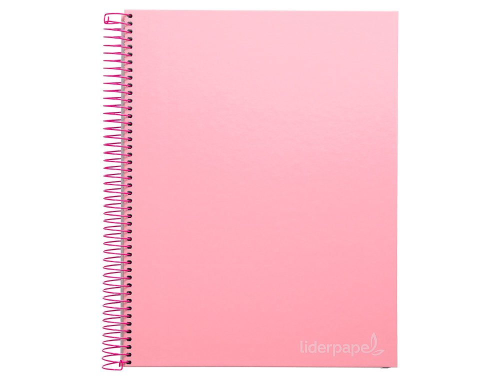 CADERNO ESPIRAL LIDERPAPEL JOLLY MICRO DIN A4 CAPA FORRADA 140 F 75 GR QUADRICULA 5MM 5 BANDAS DE CORES 4 FUROS COR ROSA
