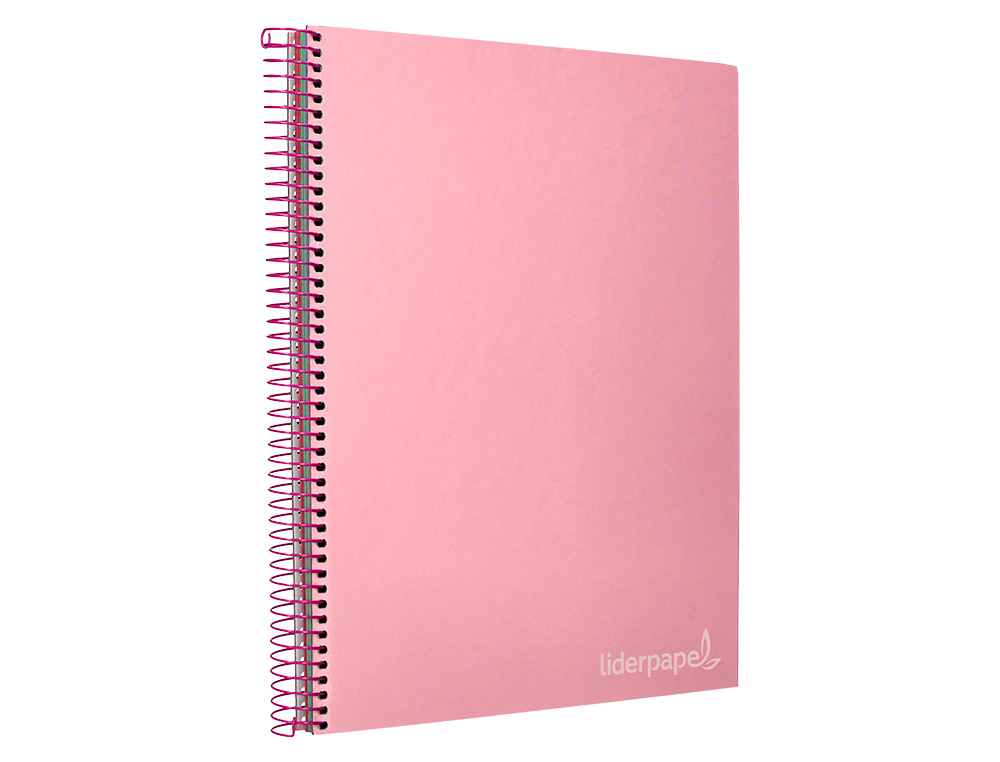 CADERNO ESPIRAL LIDERPAPEL JOLLY MICRO DIN A4 CAPA FORRADA 140 F 75 GR QUADRICULA 5MM 5 BANDAS DE CORES 4 FUROS COR ROSA