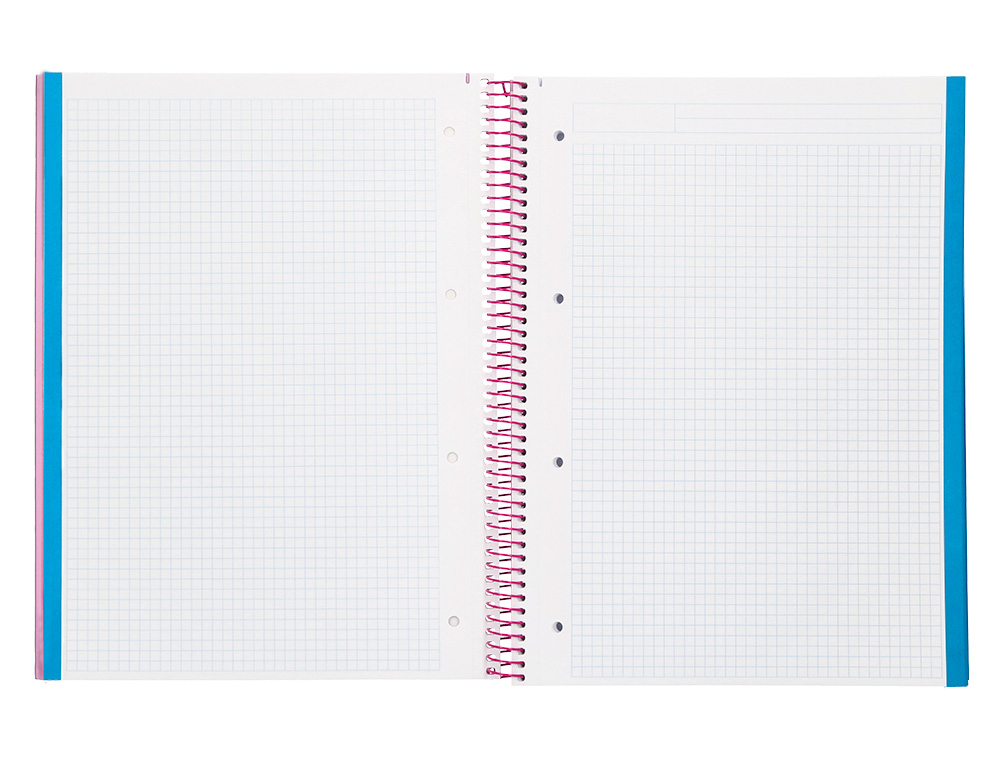 CADERNO ESPIRAL LIDERPAPEL JOLLY MICRO DIN A4 CAPA FORRADA 140 F 75 GR QUADRICULA 5MM 5 BANDAS DE CORES 4 FUROS COR ROSA