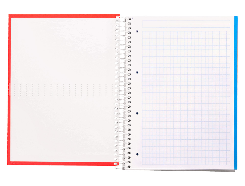 CADERNO ESPIRAL LIDERPAPEL CRAFTY MICRO DIN A4 CAPA FORRADA 120 F 90 GR QUADRICULA 5 MM 5 BANDAS DE CORES 4 CORES COR VE