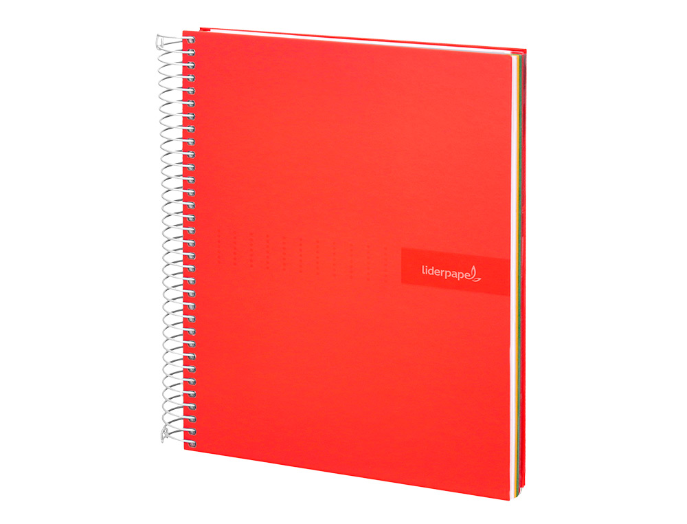 CADERNO ESPIRAL LIDERPAPEL CRAFTY MICRO DIN A4 CAPA FORRADA 120 F 90 GR QUADRICULA 5 MM 5 BANDAS DE CORES 4 CORES COR VE