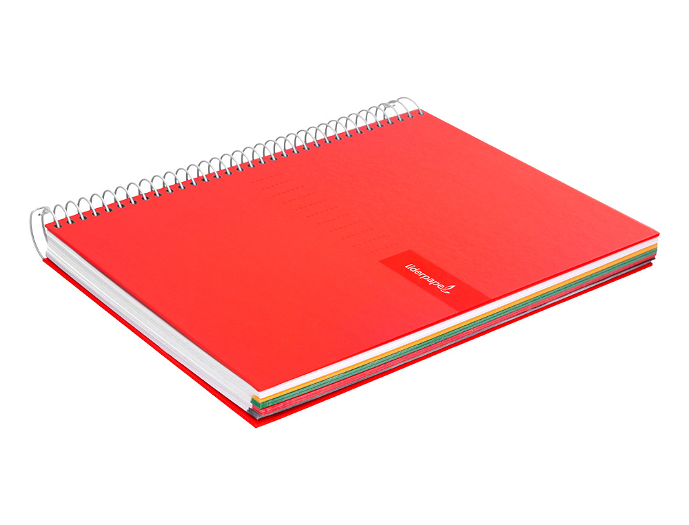 CADERNO ESPIRAL LIDERPAPEL CRAFTY MICRO DIN A4 CAPA FORRADA 120 F 90 GR QUADRICULA 5 MM 5 BANDAS DE CORES 4 CORES COR VE
