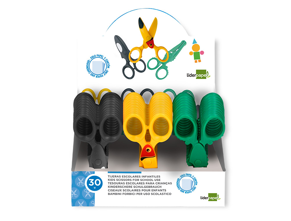 TESOURA ESCOLAR LIDERPAPEL 12 CM ESPECIAL PARA CRIANCAS CORTA PAPEL E CARTAO UNIDADE