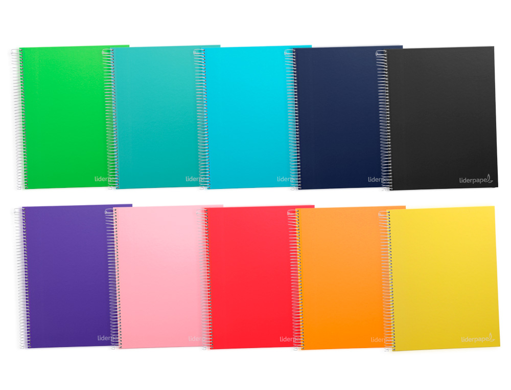 CADERNO ESPIRAL LIDERPAPEL DIN A4 JOLLY CAPA FORRADA 140 F 75GR MULTIDISCIPLINA 28F 5MM 112F PAUTADAS 5 BANDAS DE CORES