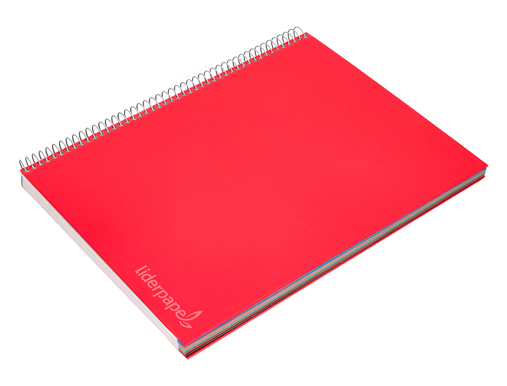 CADERNO ESPIRAL LIDERPAPEL DIN A4 JOLLY CAPA FORRADA 140 F 75GR MULTIDISCIPLINA 28F 5MM 112F PAUTADAS 5 BANDAS DE CORES
