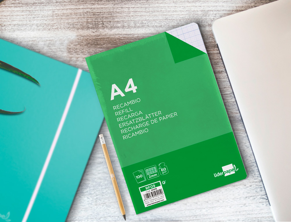 RECARGA LIDERPAPEL FOLIO 100 F 4TF-04 MILIMETRADO 4 FUROS