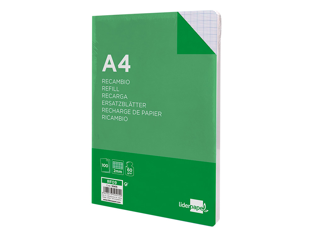 RECARGA LIDERPAPEL FOLIO 100 F 4TF-04 MILIMETRADO 4 FUROS
