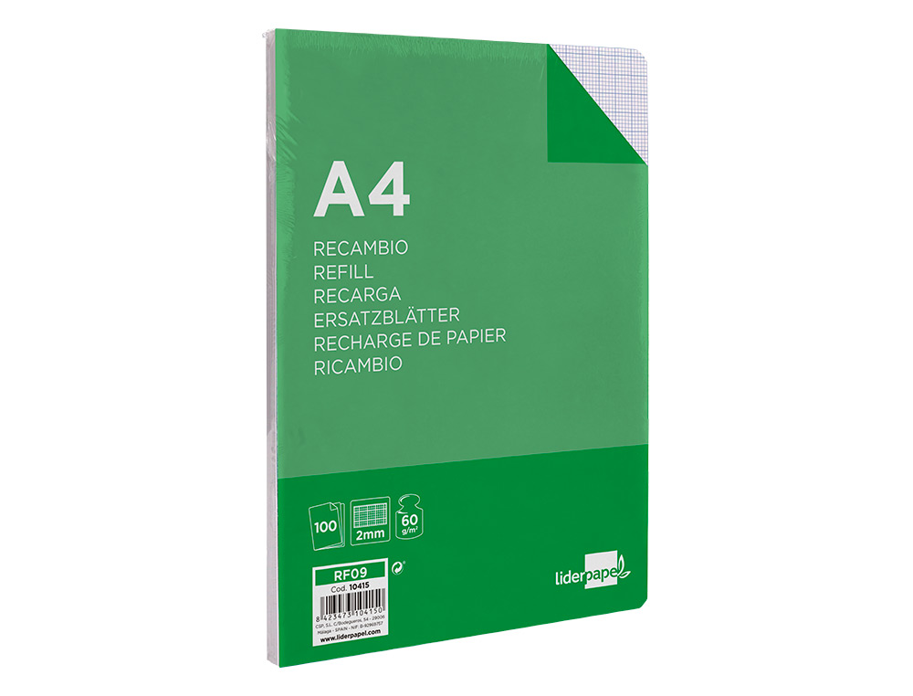 RECARGA LIDERPAPEL FOLIO 100 F 4TF-04 MILIMETRADO 4 FUROS