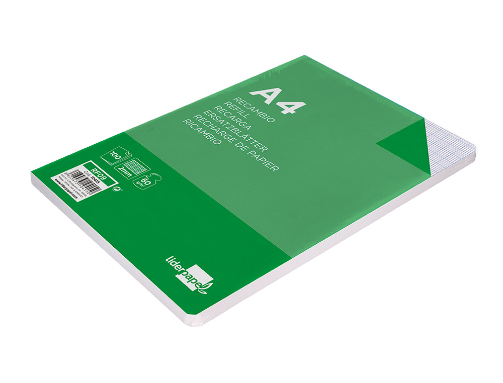RECARGA LIDERPAPEL FOLIO 100 F 4TF-04 MILIMETRADO 4 FUROS