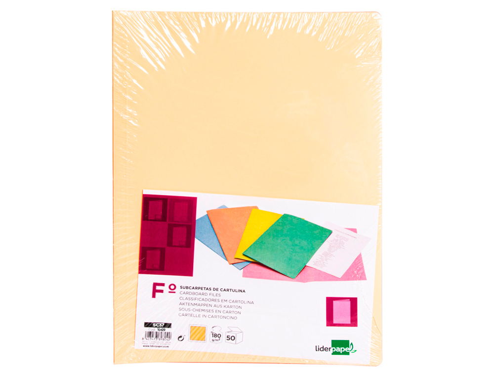 CLASSIFICADORES LIDERPAPEL FOLIO LARANJA PASTEL 180G/M2