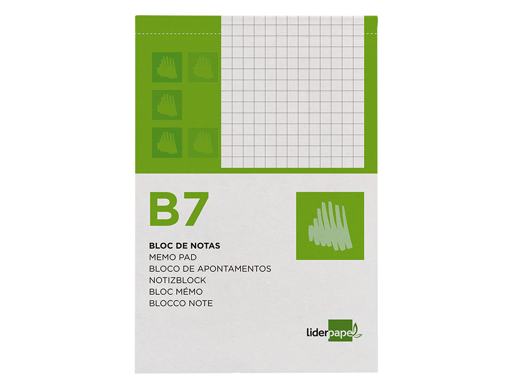 BLOCO DE APONTAMENTOS LIDERPAPEL DIN B7 80 F QUADRICULADO