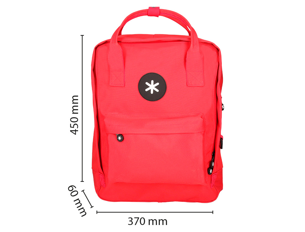 MOCHILA 2 ASAS E BOLSOS EXTERIORES VERMELHO 300X115X390 MM